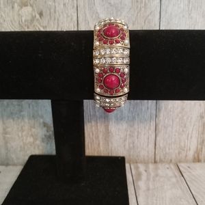 Red Stones & Faux Crystals Stretch Bracelet